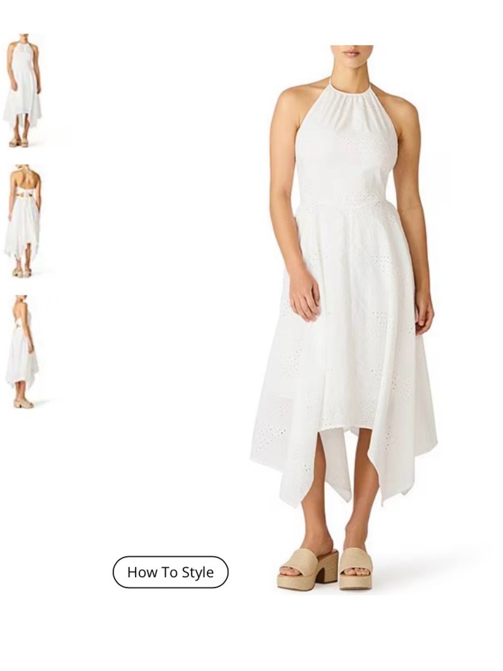 Steve Madden Dalina White Halter Eyelet High-Low Dress